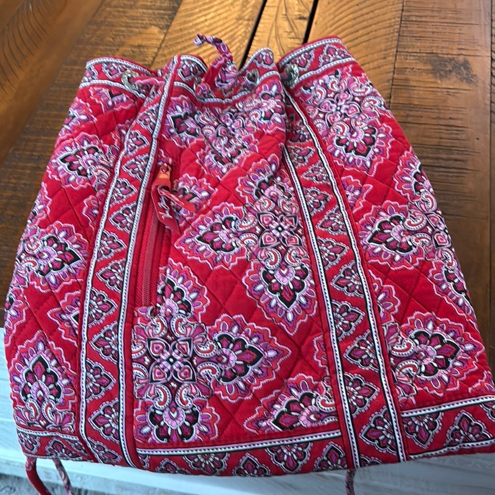 Vibrant Red Patterned Drawstring Bag - Picture 4 of 4